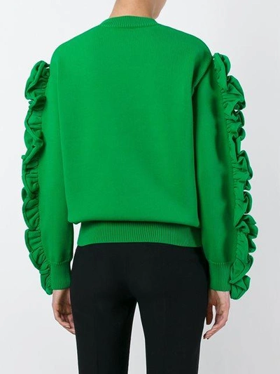 Shop Victoria Victoria Beckham Ruffled Sleeve Sweater - Green