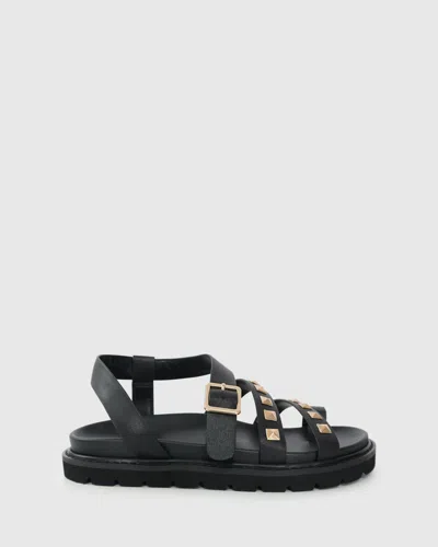 Belle & Bloom Morning Mood Chunky Stud Sandal In Black