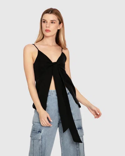 Belle & Bloom First Class Reversible Tie Top In Black