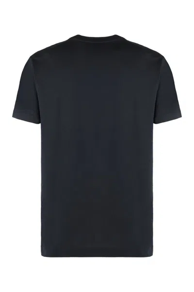 Dolce & Gabbana Black Crewneck T-shirt With Signature Logo In Cotton Man In Black