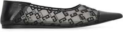 Givenchy Mesh Pointed Ballerina Shoes In Black