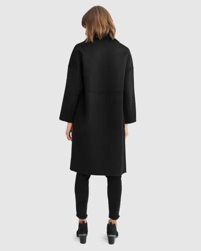 Belle & Bloom Publisher Double-breasted Wool Blend Coat In Black