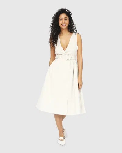 Belle & Bloom Miss Independence Midi Dress In Beige