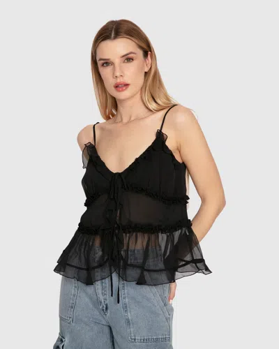 Belle & Bloom Heart Of Glass Chiffon Cami In Black
