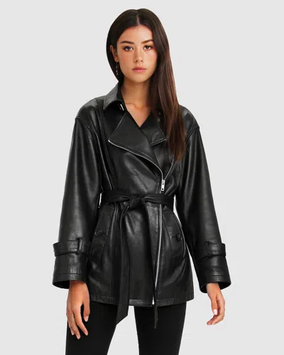 Belle & Bloom Bff Belted Leather Jacket In Black