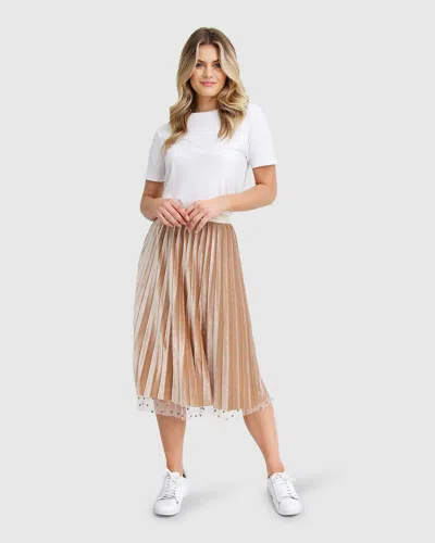 Belle & Bloom Mixed Feeling Reversible Skirt In Beige