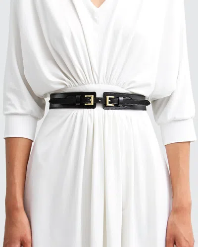 Belle & Bloom London Fog Leather Waist Belt In Black