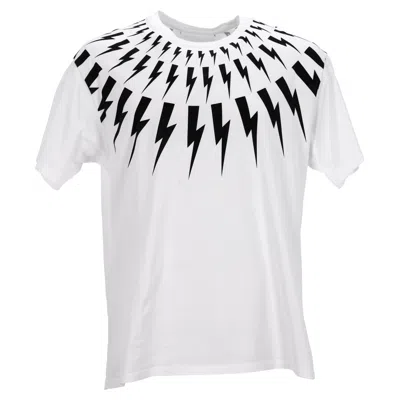 Neil Barrett Thunderbolt-print T-shirt In White Cotton In White