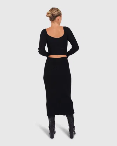 Belle & Bloom All My Life Knit Midi Skirt In Black