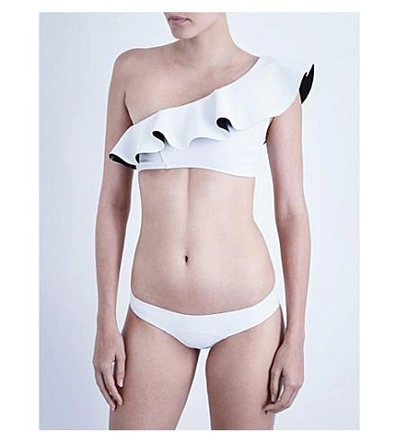 Shop Lisa Marie Fernandez Arden Flounce Bikini In White/black Bonded