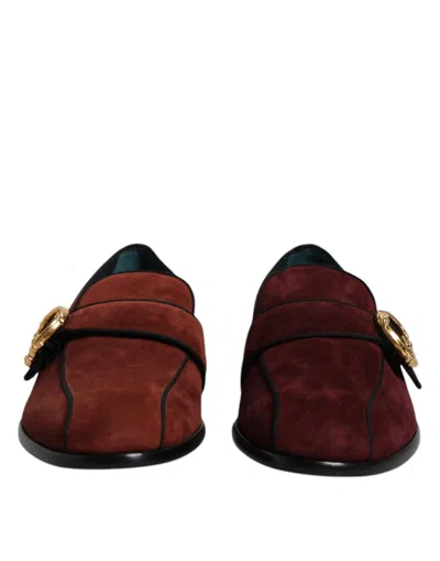 Pre-owned Dolce & Gabbana Bordeaux Suede Loafers Formal Men Dress Men's Shoes ()