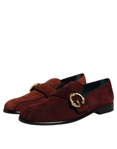 Pre-owned Dolce & Gabbana Bordeaux Suede Loafers Formal Men Dress Men's Shoes ()