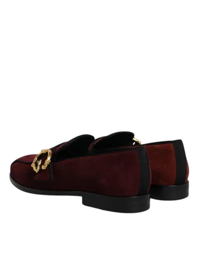 Pre-owned Dolce & Gabbana Bordeaux Suede Loafers Formal Men Dress Men's Shoes ()