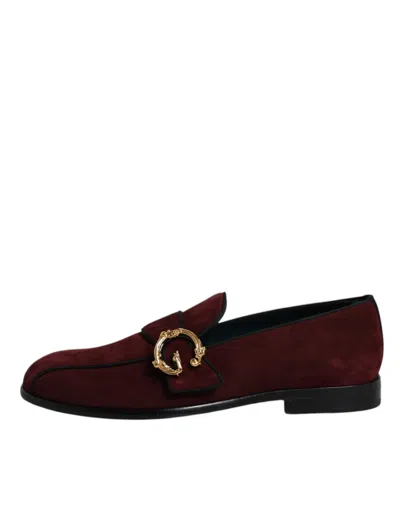 Pre-owned Dolce & Gabbana Bordeaux Suede Loafers Formal Men Dress Men's Shoes ()