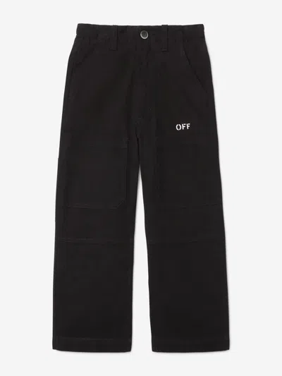Off-white Boys Off Stamp Clear Worker Trousers In Black