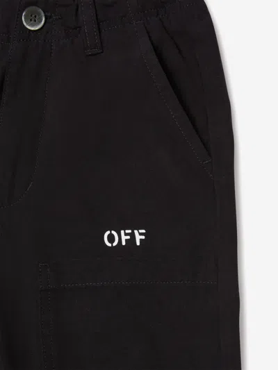 Off-white Boys Off Stamp Clear Worker Trousers In Black