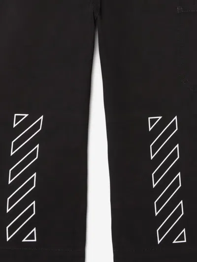 Off-white Boys Off Stamp Clear Worker Trousers In Black