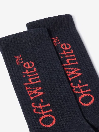 Off-white Kids Bookish Logo Socks In Black