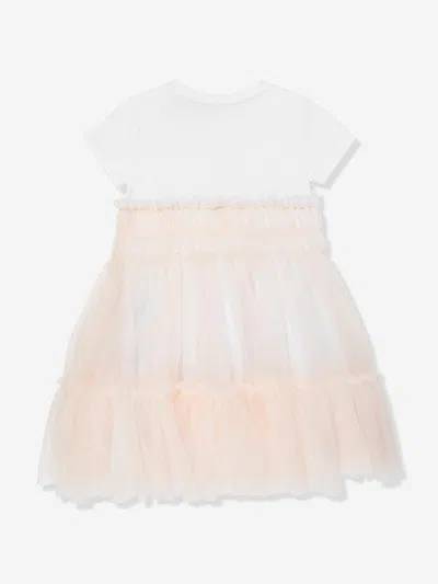 Guess Girls Mixed Fabric Dress In Pink