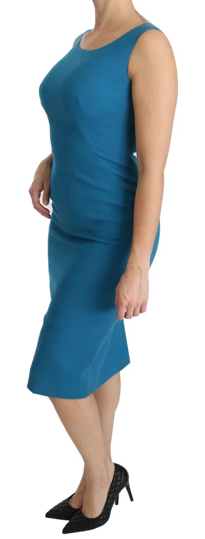 Dolce & Gabbana Elegant Sheath Knee-length Wool Dress In Blue