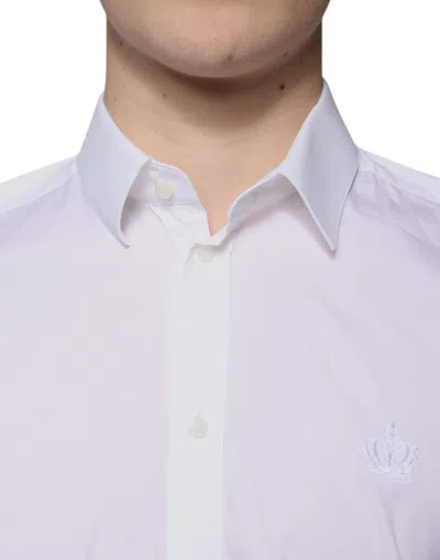 Dolce & Gabbana White Gold Cotton Long Sleeves Men Formal Shirt In White