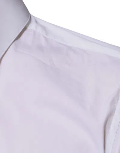 Dolce & Gabbana White Gold Cotton Long Sleeves Men Formal Shirt In White