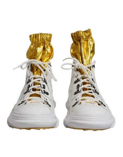 Pre-owned Dolce & Gabbana White Nylon Galileo High Top Sneakers Men's Shoes ()