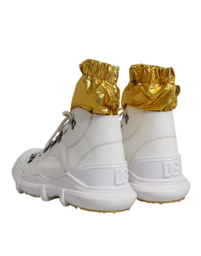 Pre-owned Dolce & Gabbana White Nylon Galileo High Top Sneakers Men's Shoes ()