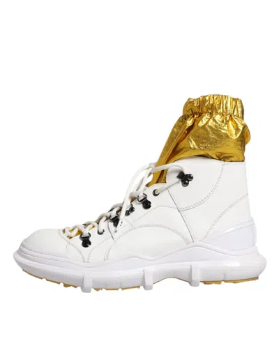 Pre-owned Dolce & Gabbana White Nylon Galileo High Top Sneakers Men's Shoes ()