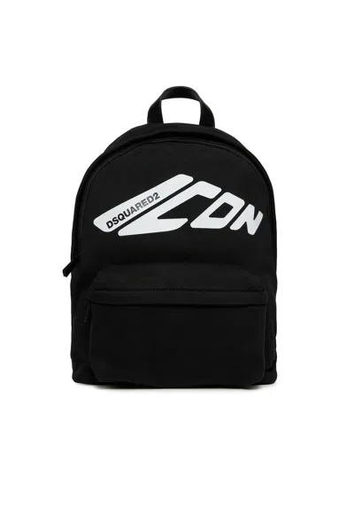 Dsquared2 Icon New Generation Branded Fleece Backpack In Black