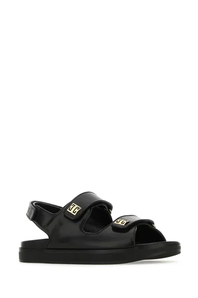 Givenchy Women Leather Sandals With 4g Metal Details In Black