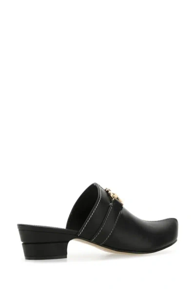 Ferragamo Metal Detail Block Heel Sandals In Black