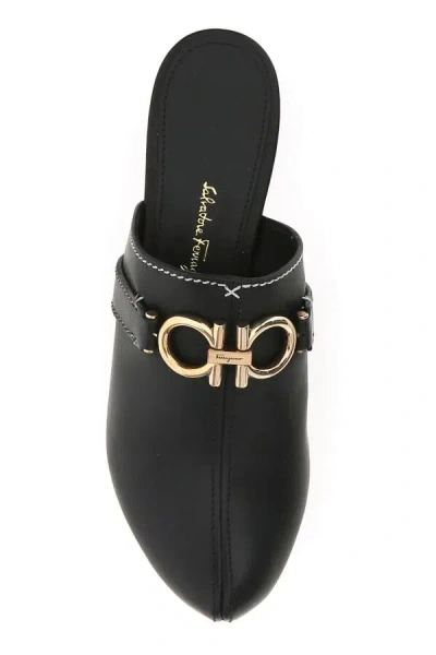 Ferragamo Metal Detail Block Heel Sandals In Black