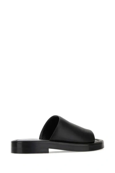 Ferragamo Black Nappa Leather Slippers
