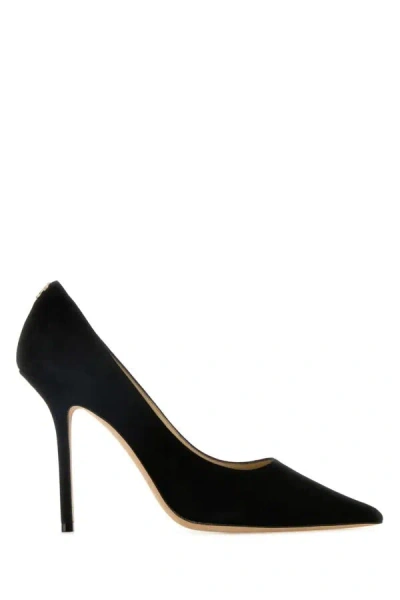 Jimmy Choo Romy 85 Spitze Pumps Aus Schwarzem Leder Mit Eidechsen-print