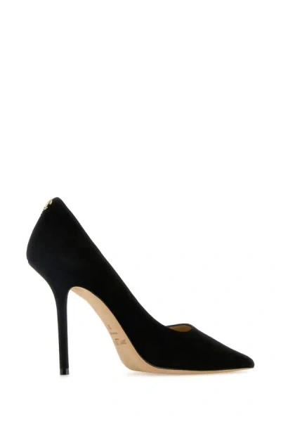 Jimmy Choo Romy 85 Spitze Pumps Aus Schwarzem Leder Mit Eidechsen-print
