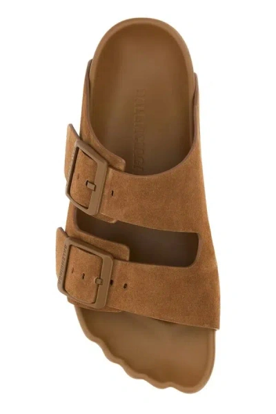 Balenciaga Camel Suede Sunday Slippers
