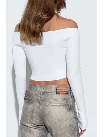 Diesel Cropped Ribbed Knit Boat Neck Sweater
