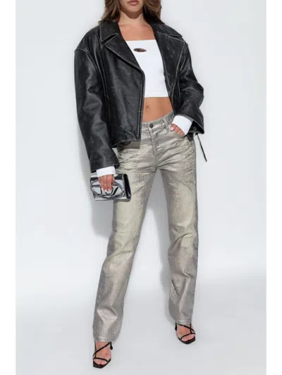 Diesel Cropped Ribbed Knit Boat Neck Sweater