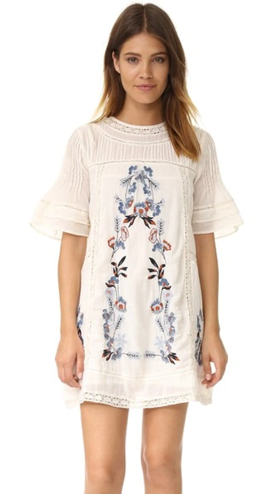 Free People Perfectly Victorian Embroidered Mini Dress In Cream
