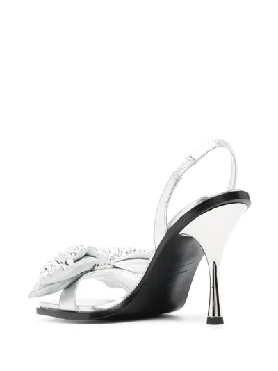 Dsquared2 Leather Holiday Party Sandals With Maxi Rhinestoned Statemen