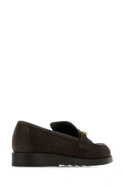 Jimmy Choo Dark Brown Suede Maddie Diamond Loafers