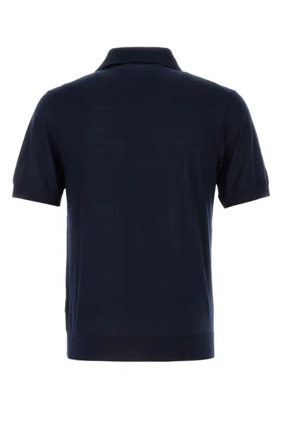 Prada Midnight Blue Cashmere Polo Shirt In Black