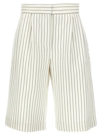 Loulou Studio Front Pleated Striped Bermuda Shorts With Pockets