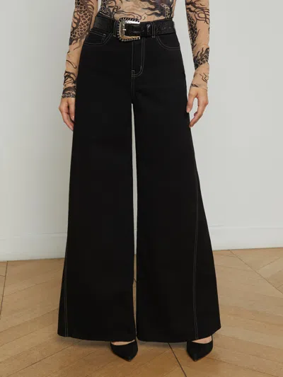 L Agence Beau Wide-leg Jean In Noir/mothergoose Contrast