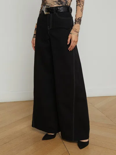 L Agence Beau Wide-leg Jean In Noir/mothergoose Contrast