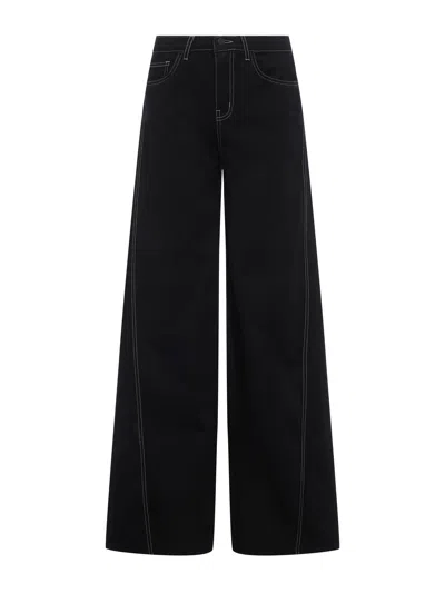 L Agence Beau Wide-leg Jean In Noir/mothergoose Contrast