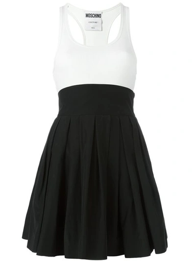 Moschino Pleated Skirt Tank Dress In Black