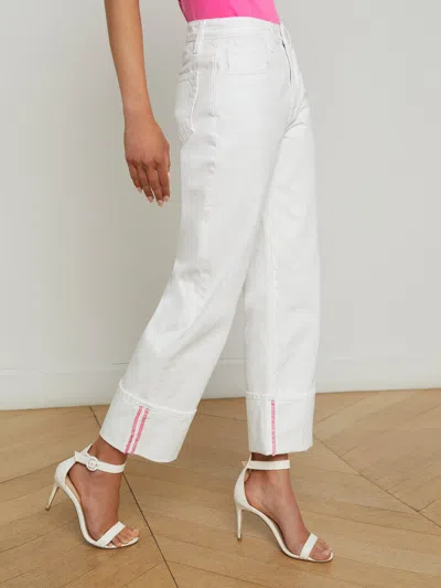 L Agence Leighton Cuffed Stovepipe Jean In Blanc