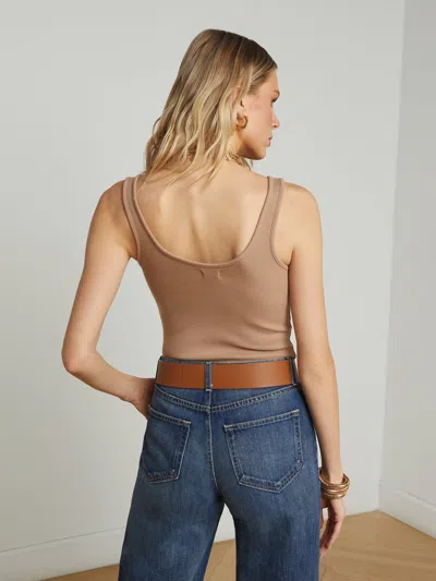 Shop L Agence Nica Scoopneck Bodysuit In Cappuccino